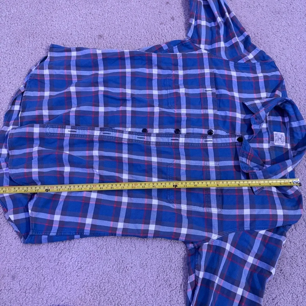 J.Crew Plaid Flannel Shirt Mens Large Blue Red Cotton Button Up Casual Classic